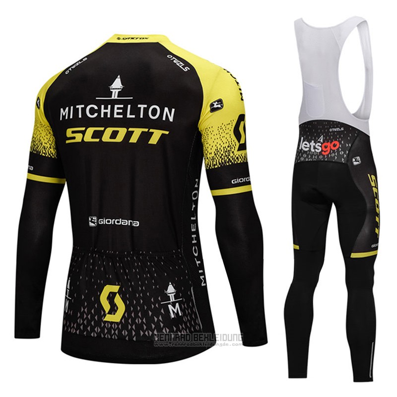 2018 Fahrradbekleidung Scott Shwarz Trikot Langarm und Tragerhose